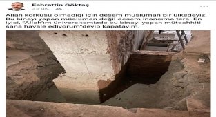 Kayık kolonu gören rektörden tepki: "Allah'ım bu binayı yapan müteahhidi sana havale ediyorum"