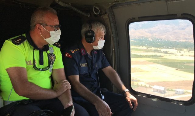 Elazığ'da helikopter destekli trafik denetimi