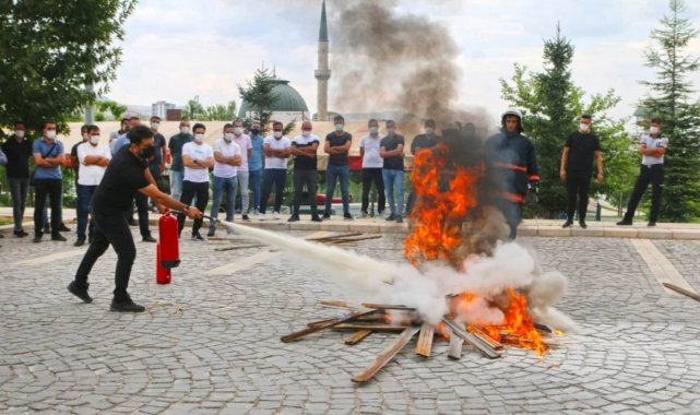 Elazığ Belediyesinden güvenlik personeline yangın eğitimi