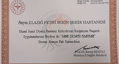 Anne Dostu Hastane Ödülü Verildi