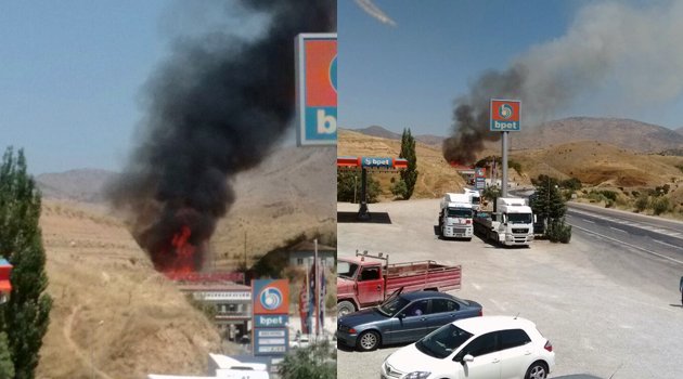 KÖMÜRHAN’DA BİR TESİSİN ÇATISI YANDI