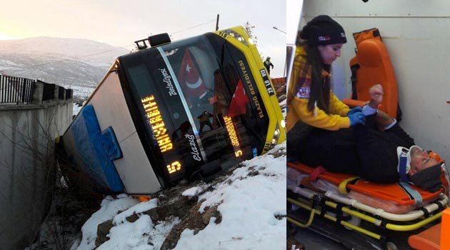 BELEDİYE OTOBÜSÜ KAZA YAPTI 11 YARALI