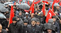 YOĞUN KAR YAĞIŞI ALTINDA TERÖRE LANET MİTİNGİ